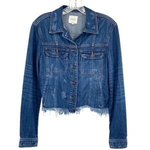 Hidden Jeans Frayed Hem Crop Denim Jacket